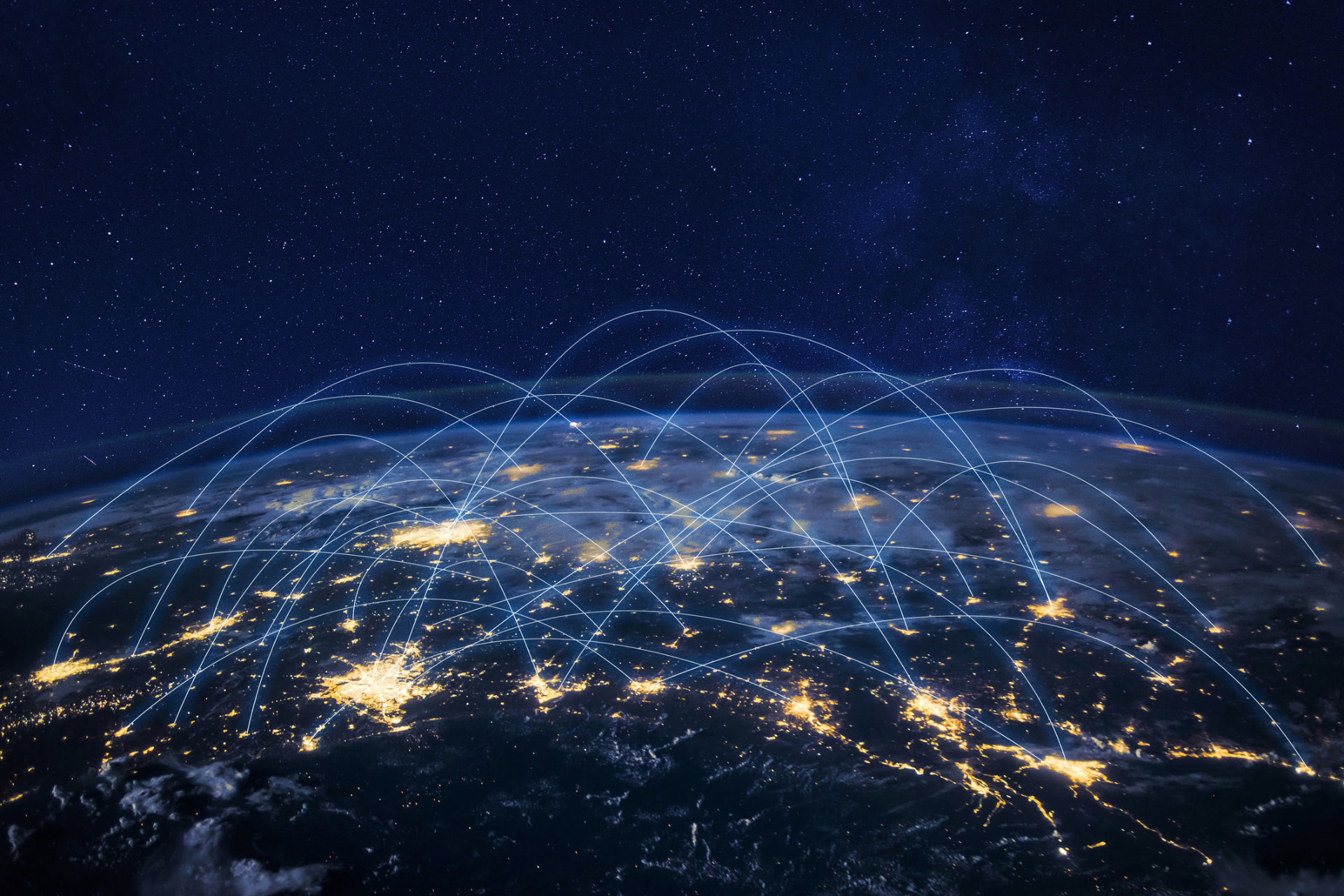 Connected city networks seen from space