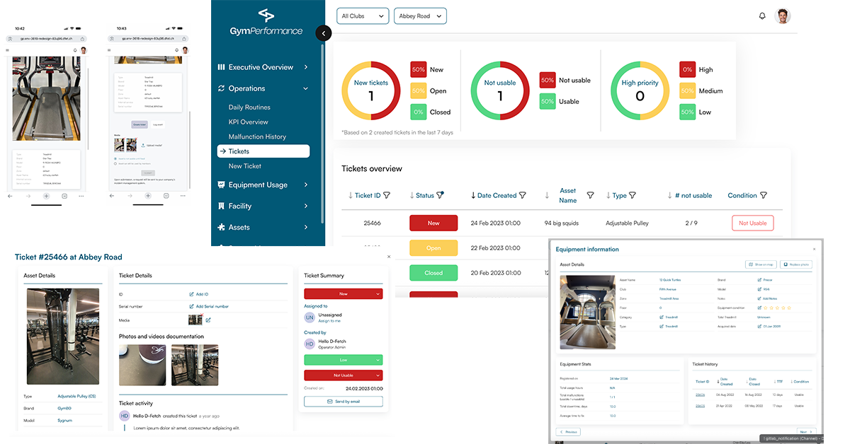 D-Fetch ticketing screens with ticket history
